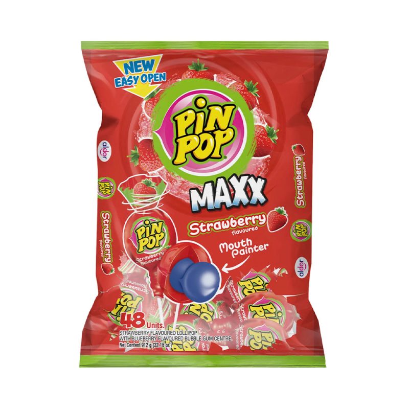 Pin Pop Lollipop (48's) - Maxx Strawberry | Sweets Online